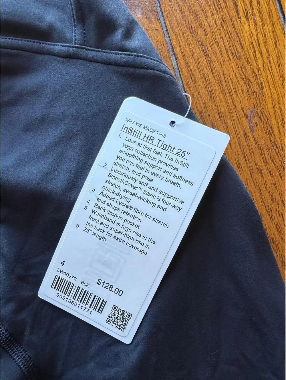 Lululemon Instill High Rise 25” Black Size 4 NWT